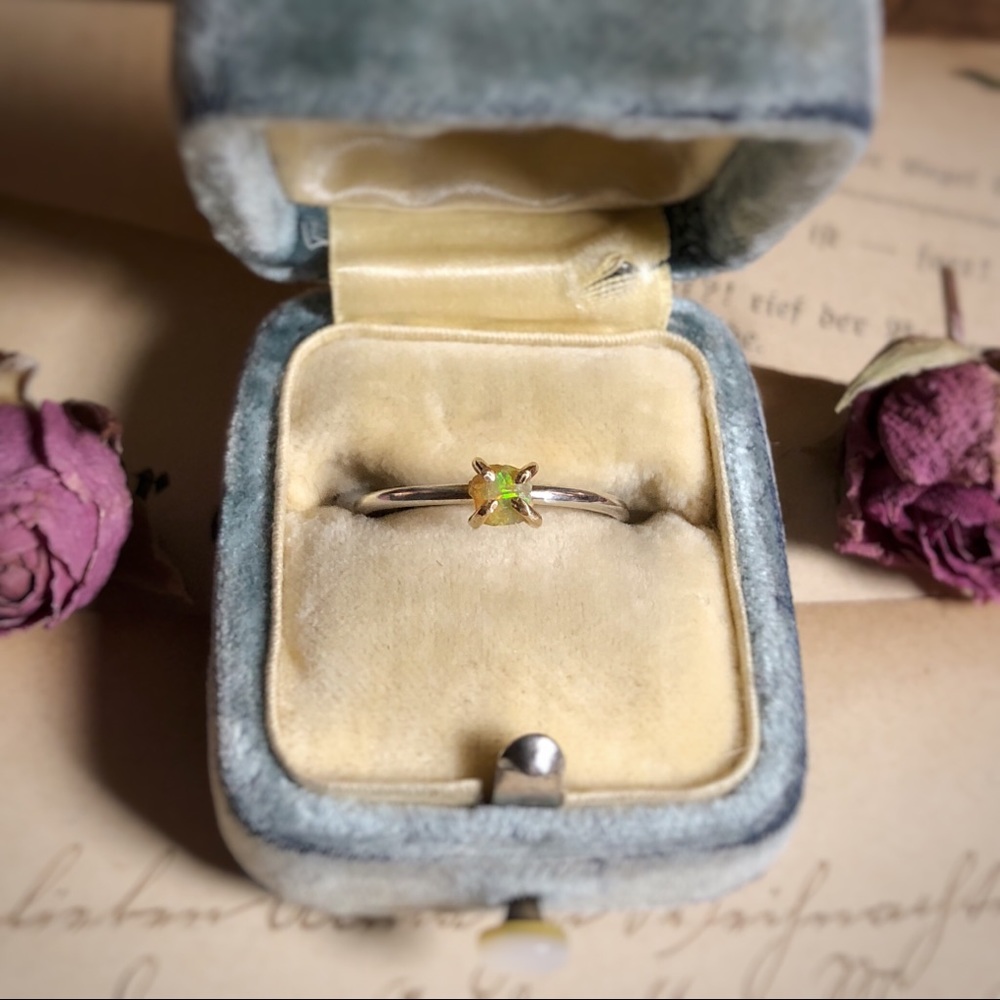 Handmade Sterling + 14k Gold Opal Ring